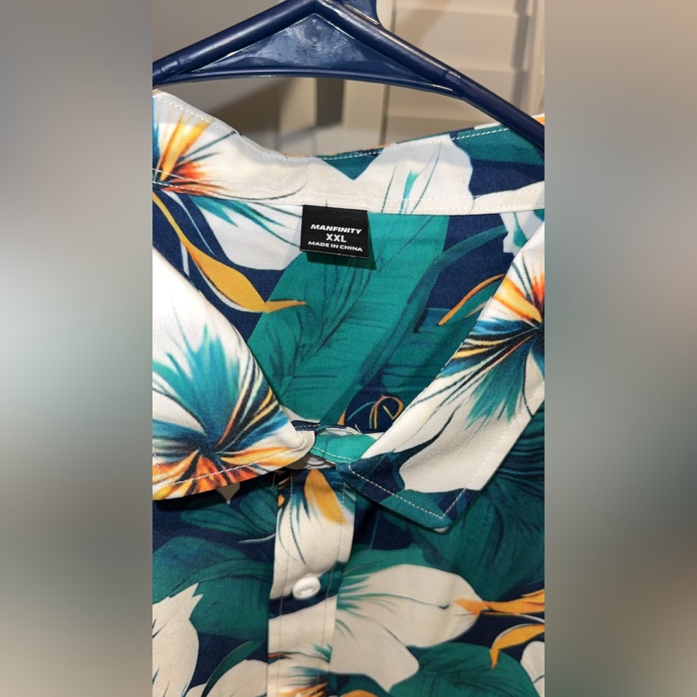 Tropical Print Button-Up Shirt